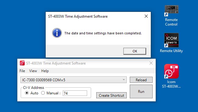 icom time adjust software
